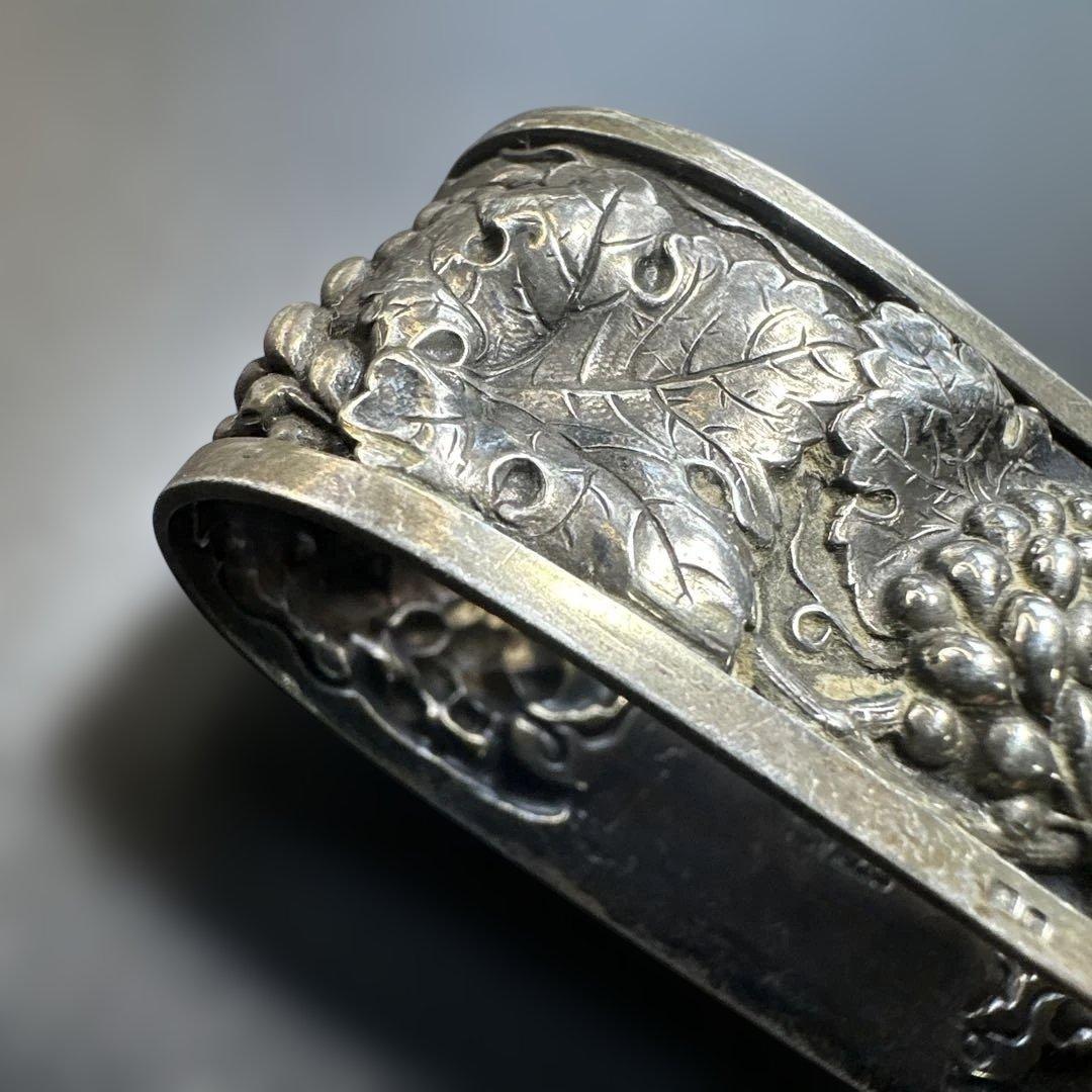 アンティーク　シルバー製　ナプキンリング　刻印　ぶどう