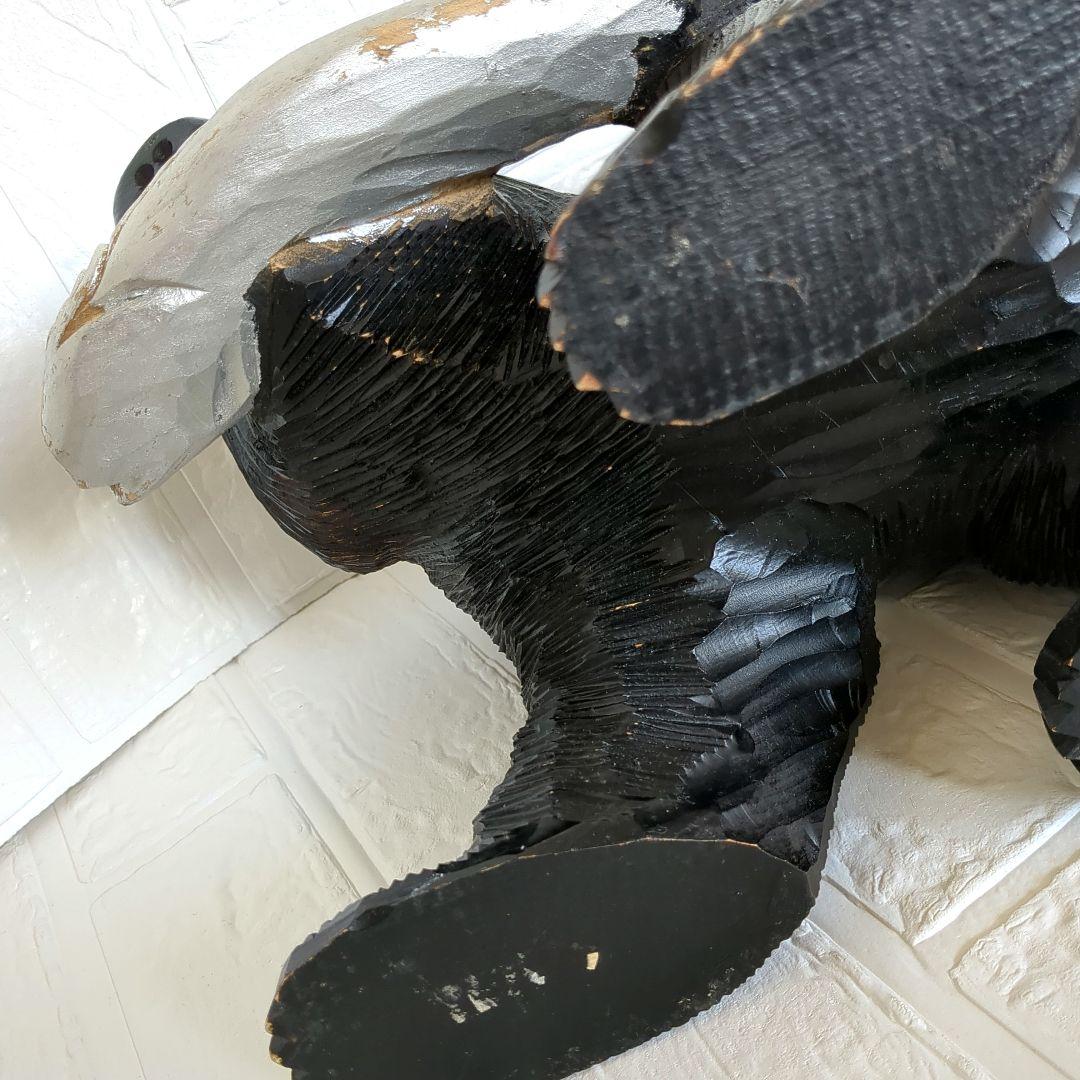 クマ 木彫り 置物 作者あり 大きめ