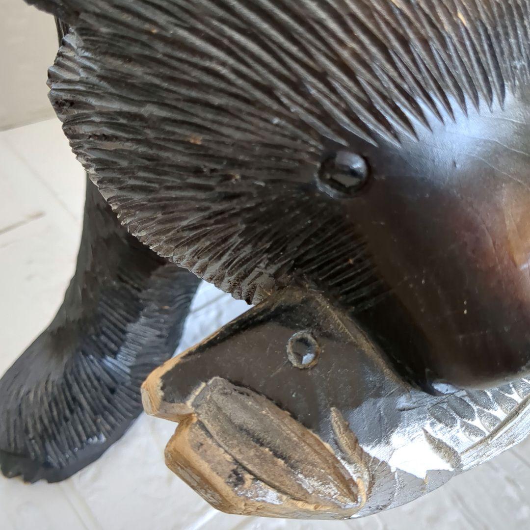 クマ 木彫り 置物 作者あり 大きめ