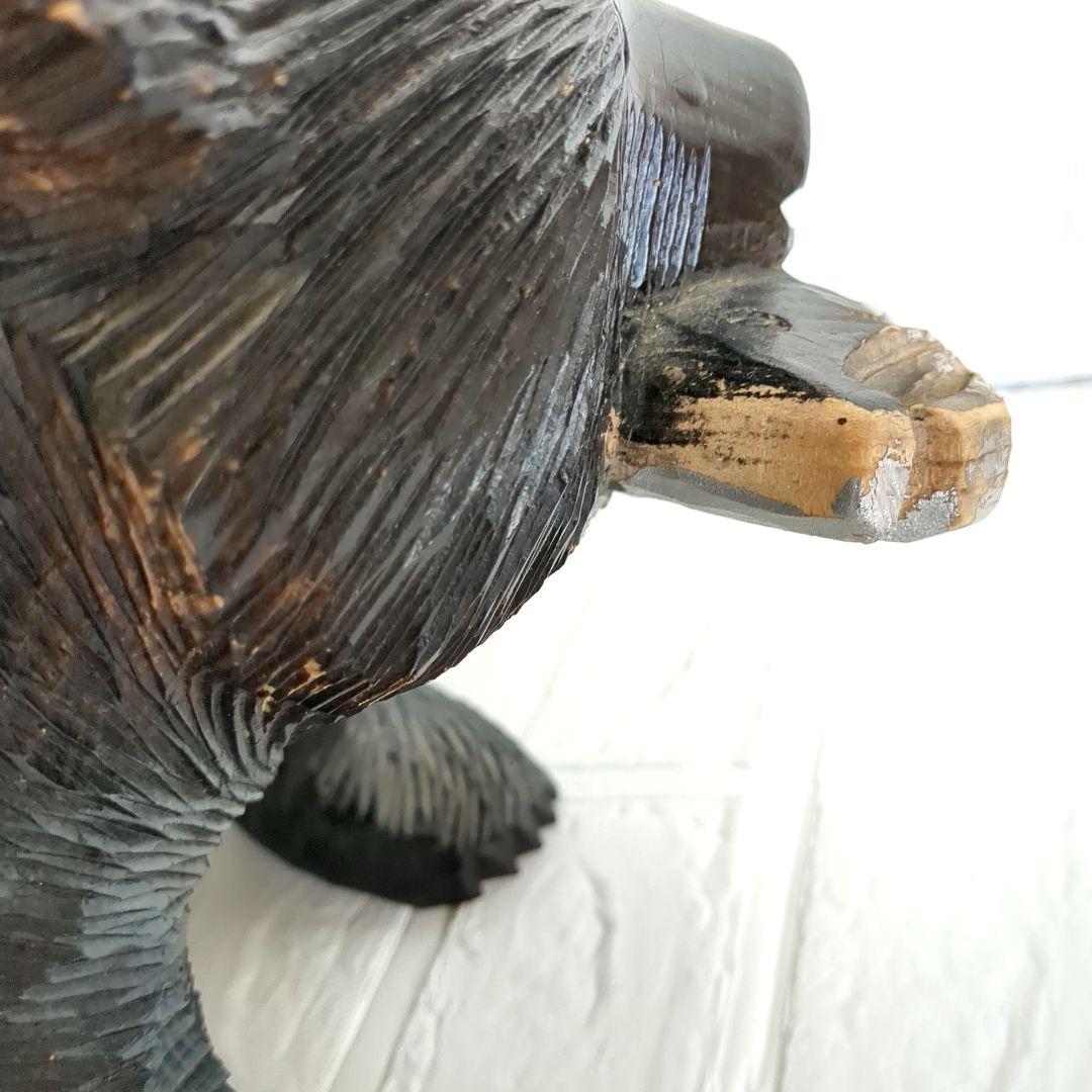 クマ 木彫り 置物 作者あり 大きめ