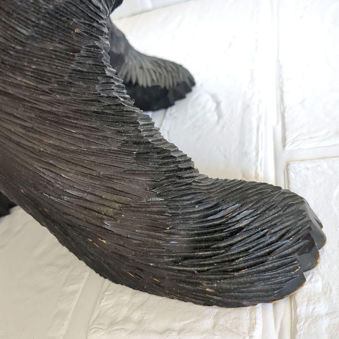 クマ 木彫り 置物 作者あり 大きめ