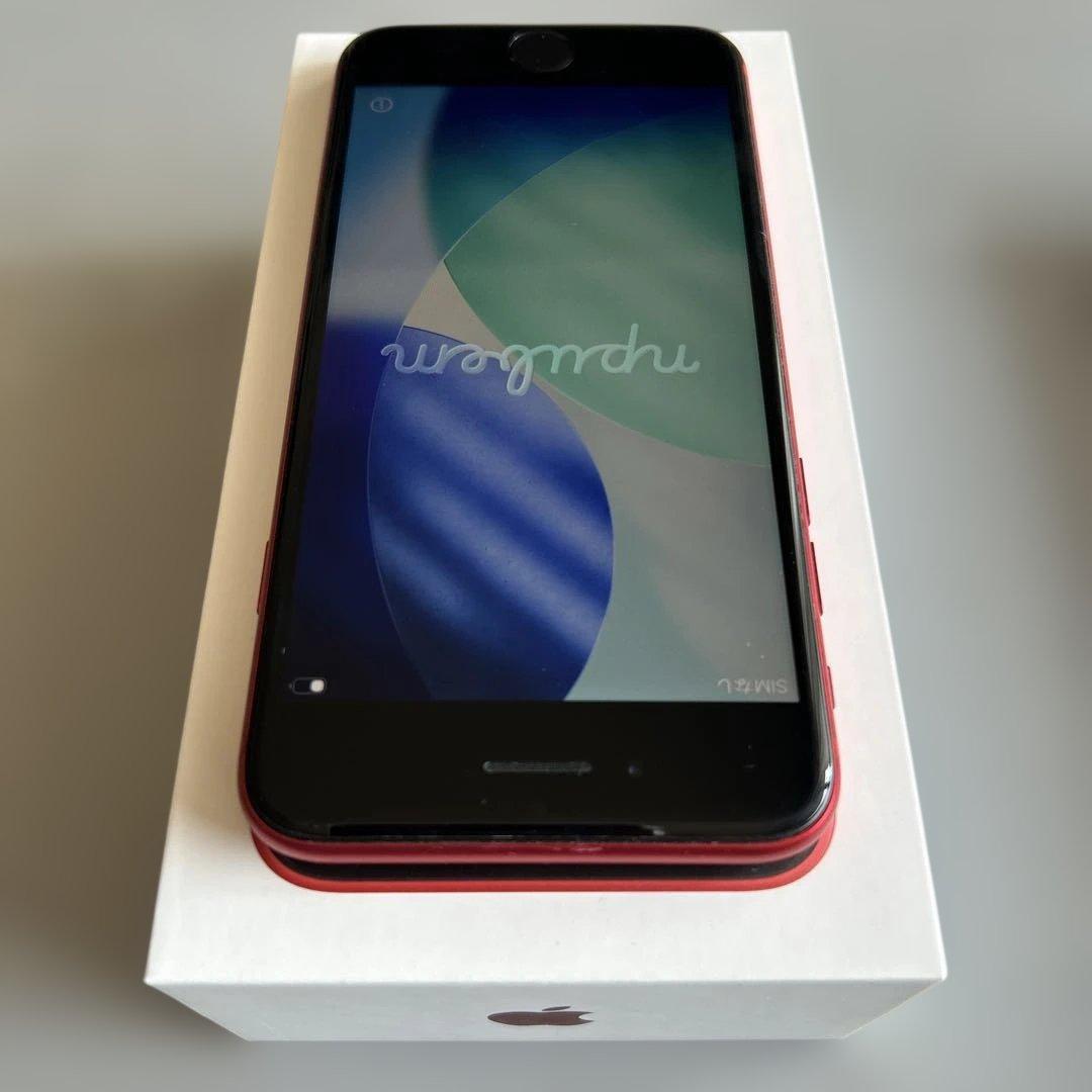 美品 iPhone SE2 128GB RED SIMフリー 電池85%指紋不可
