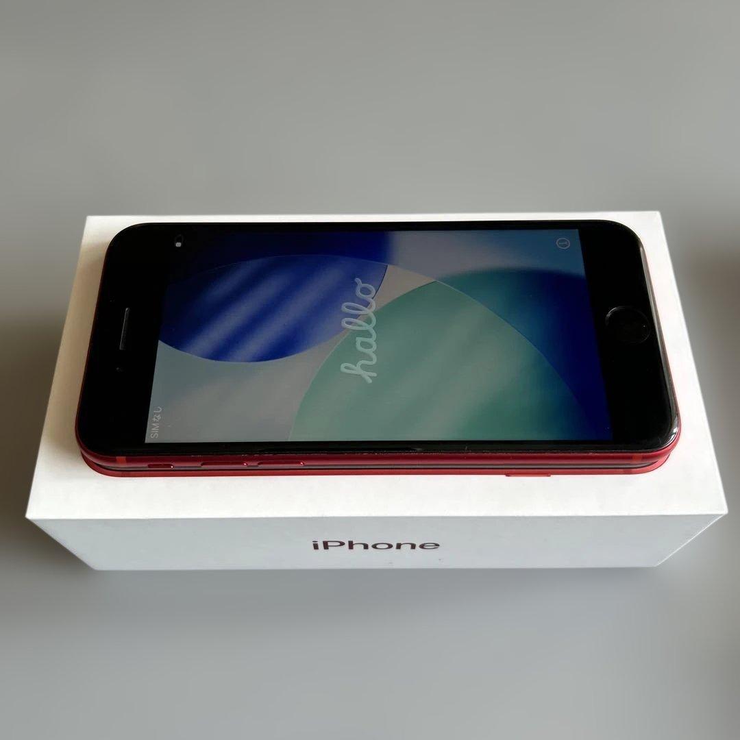 美品 iPhone SE2 128GB RED SIMフリー 電池85%指紋不可