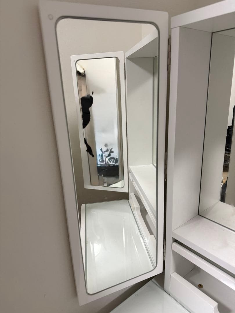 三面鏡ドレッサー　ニトリ　ホワイト　鏡