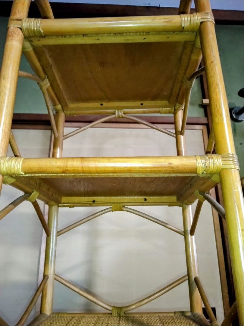 昭和レトロラタン製引き出し付ラック美品大型