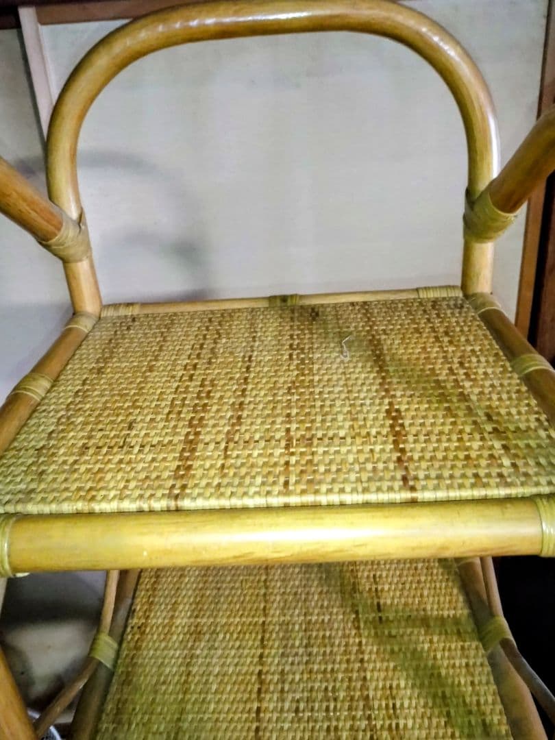 昭和レトロラタン製引き出し付ラック美品大型