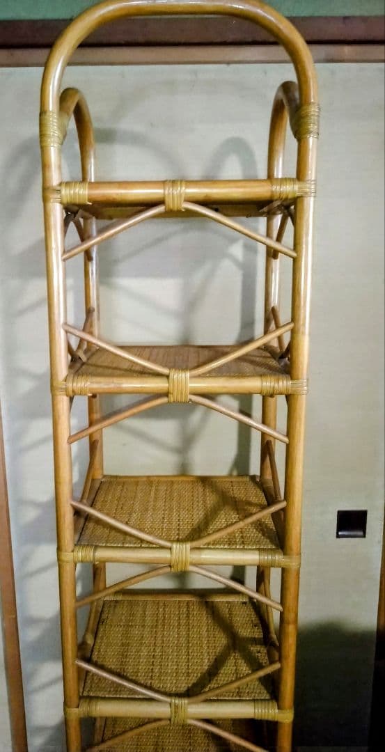 昭和レトロラタン製引き出し付ラック美品大型