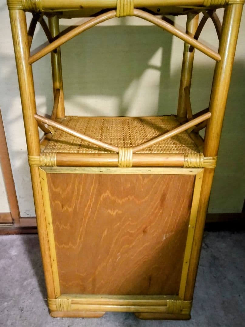 昭和レトロラタン製引き出し付ラック美品大型