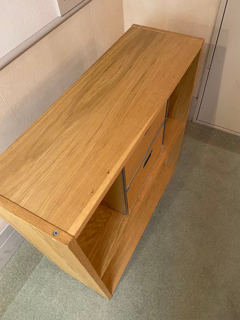 無印良品 スタッキングシェルフ・ワイド・ 2段・オーク材　2段引き出しセット