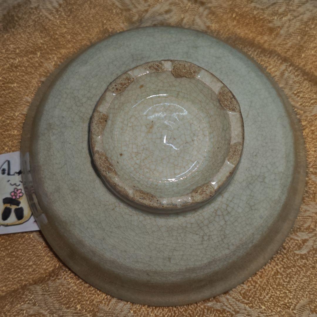 李朝堅手(白磁)平茶碗(元箱、包み古布付、繕い有り)