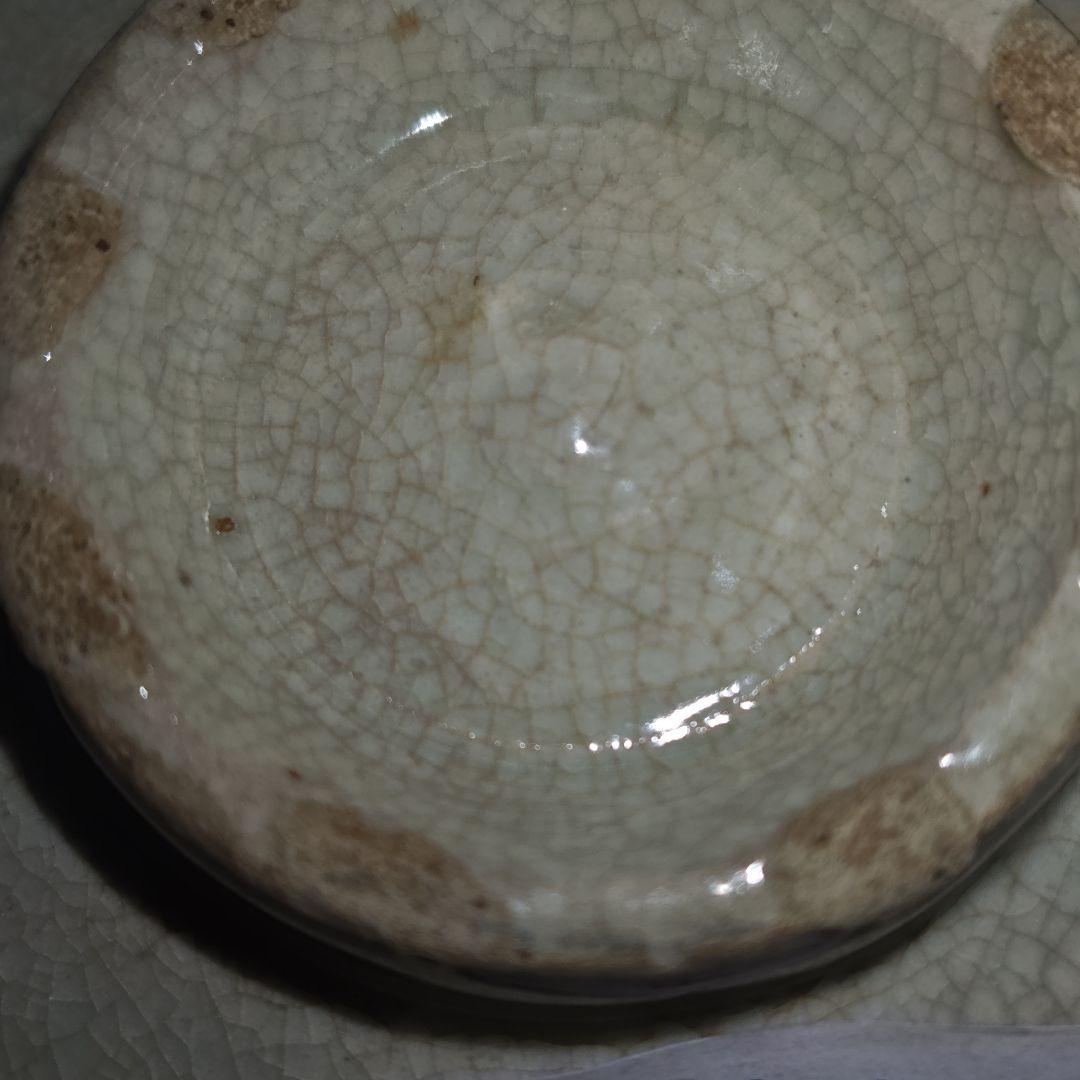 李朝堅手(白磁)平茶碗(元箱、包み古布付、繕い有り)