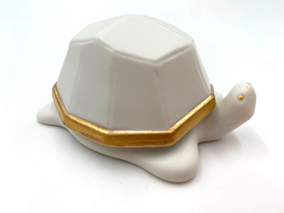 【新品】有田焼原重製陶所　鶴亀豆蓋物セット　白マット　金彩　縁起物