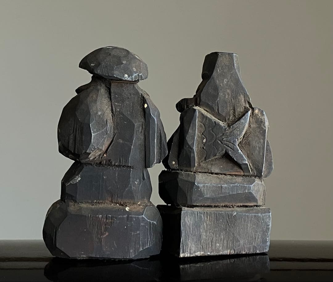 【珍造形な 恵比寿 大黒天 木彫 約8㎝ 江戸後期〜明治頃】民間信仰郷土玩具民藝