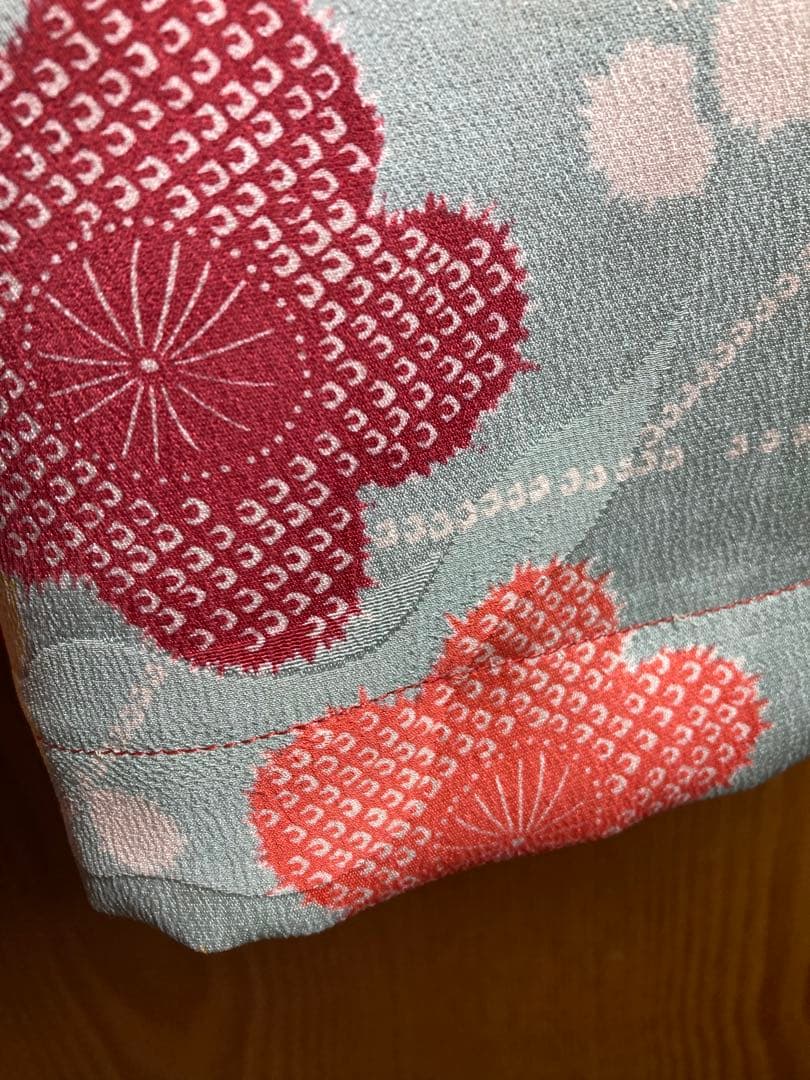 着物リメイクパッチワークスカート鶴梅赤系