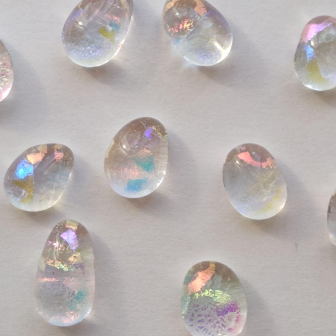 ガラスナギット☆82、ダイクロガラスのみ使用、雫型色々、20個、小売可能