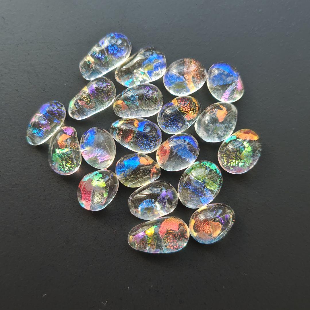 ガラスナギット☆82、ダイクロガラスのみ使用、雫型色々、20個、小売可能