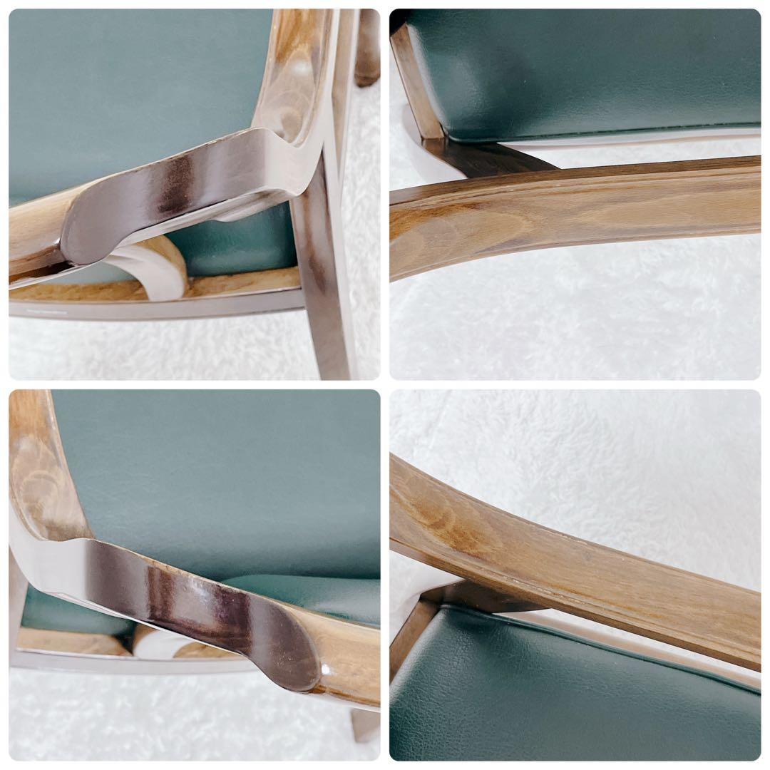 ヴィンテージ karimoku カリモク アームチェア レザー グリーン①