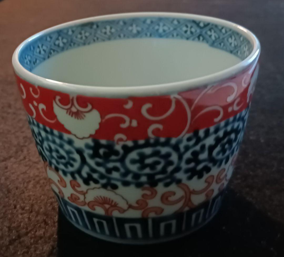 【古伊万里】蛸唐草　色絵　蕎麦猪口　二重角福　江戸時代