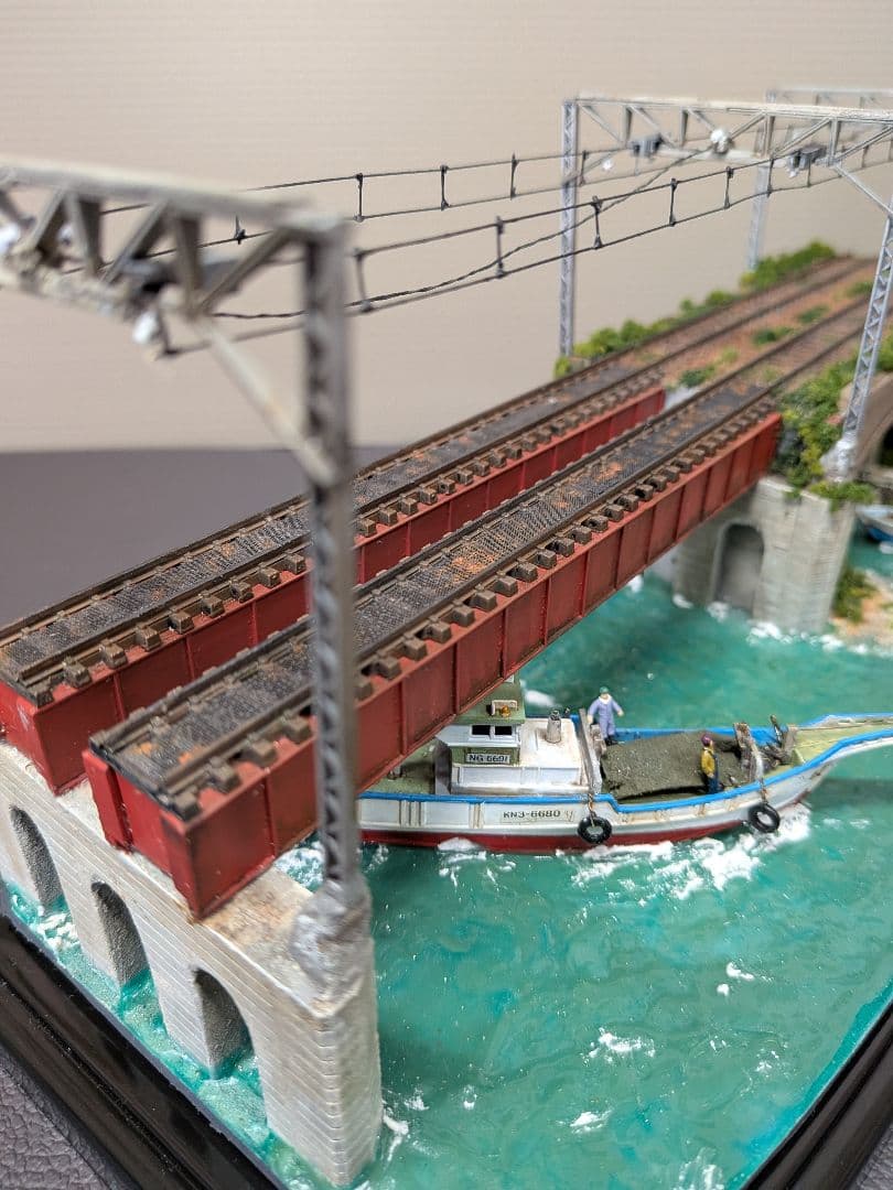 No.66鉄道Nゲージジオラマ車両、漁船、フィギュア付き