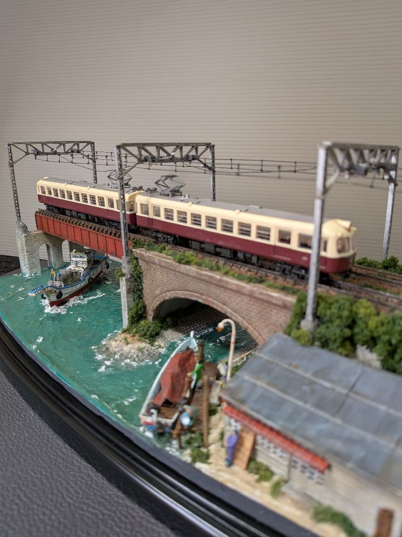 No.66鉄道Nゲージジオラマ車両、漁船、フィギュア付き