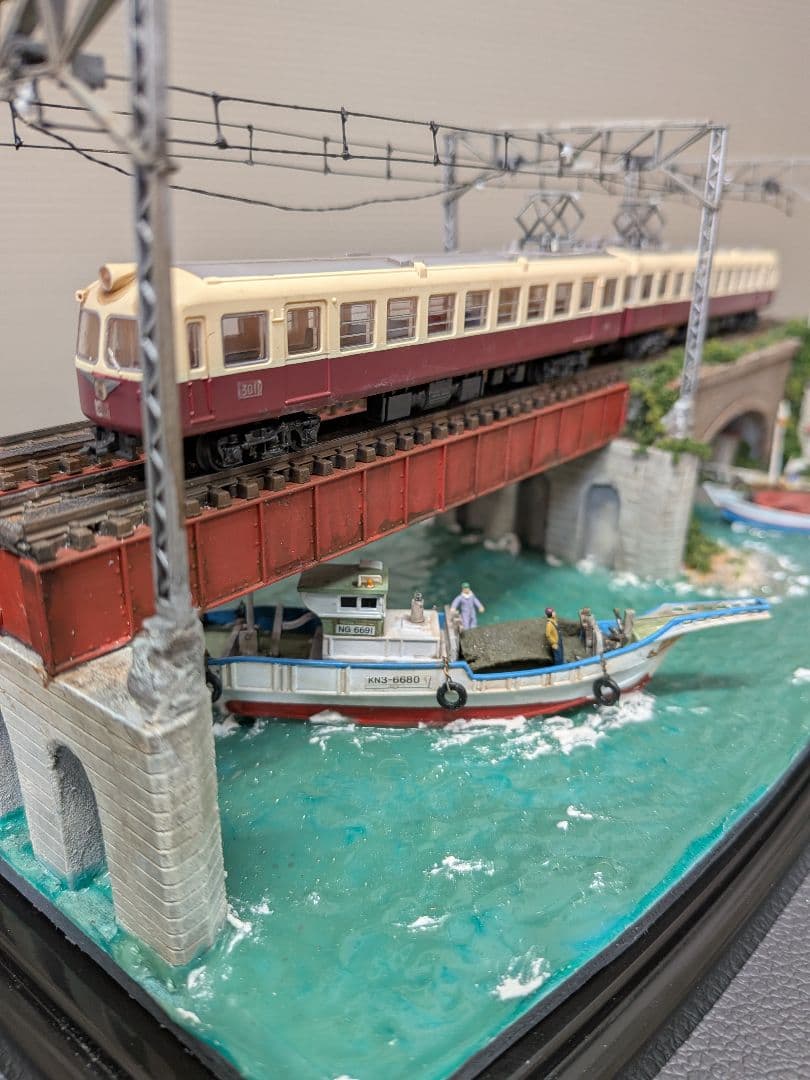 No.66鉄道Nゲージジオラマ車両、漁船、フィギュア付き