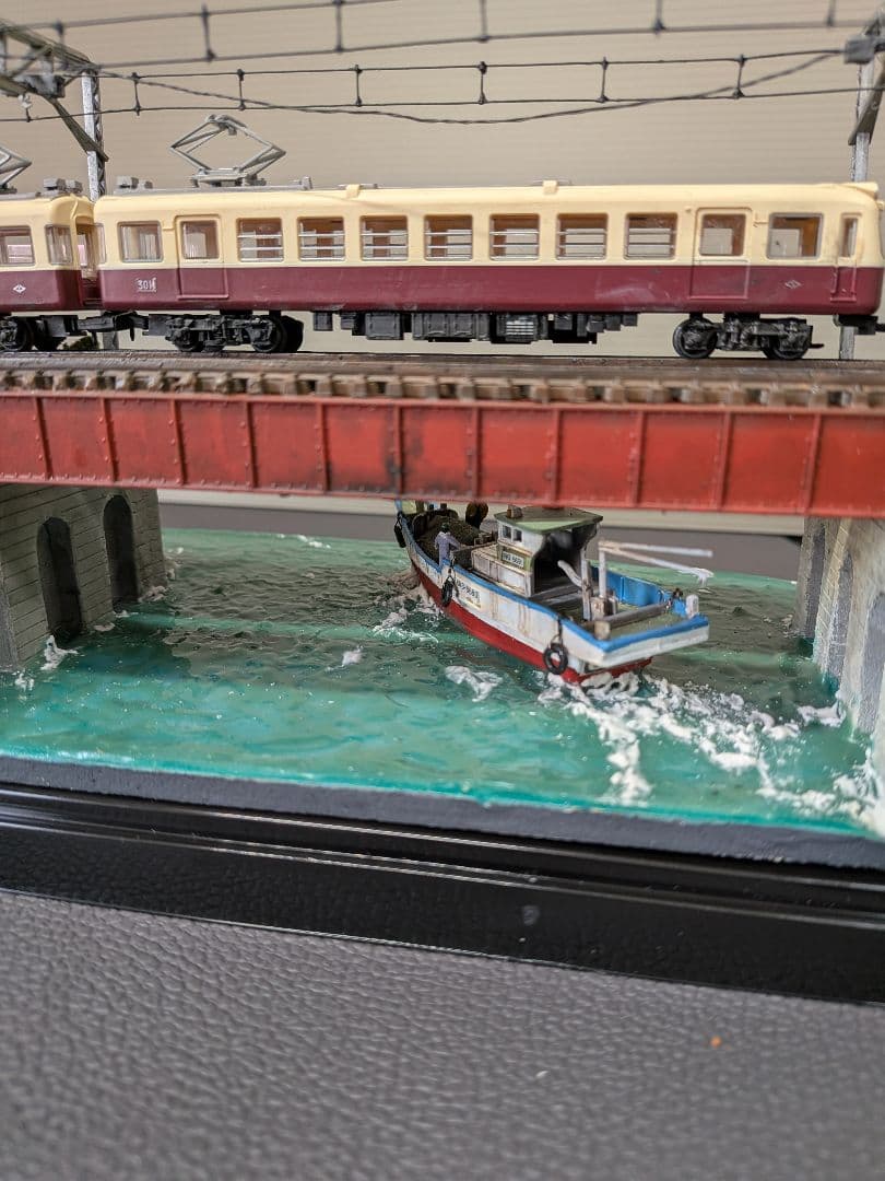 No.66鉄道Nゲージジオラマ車両、漁船、フィギュア付き