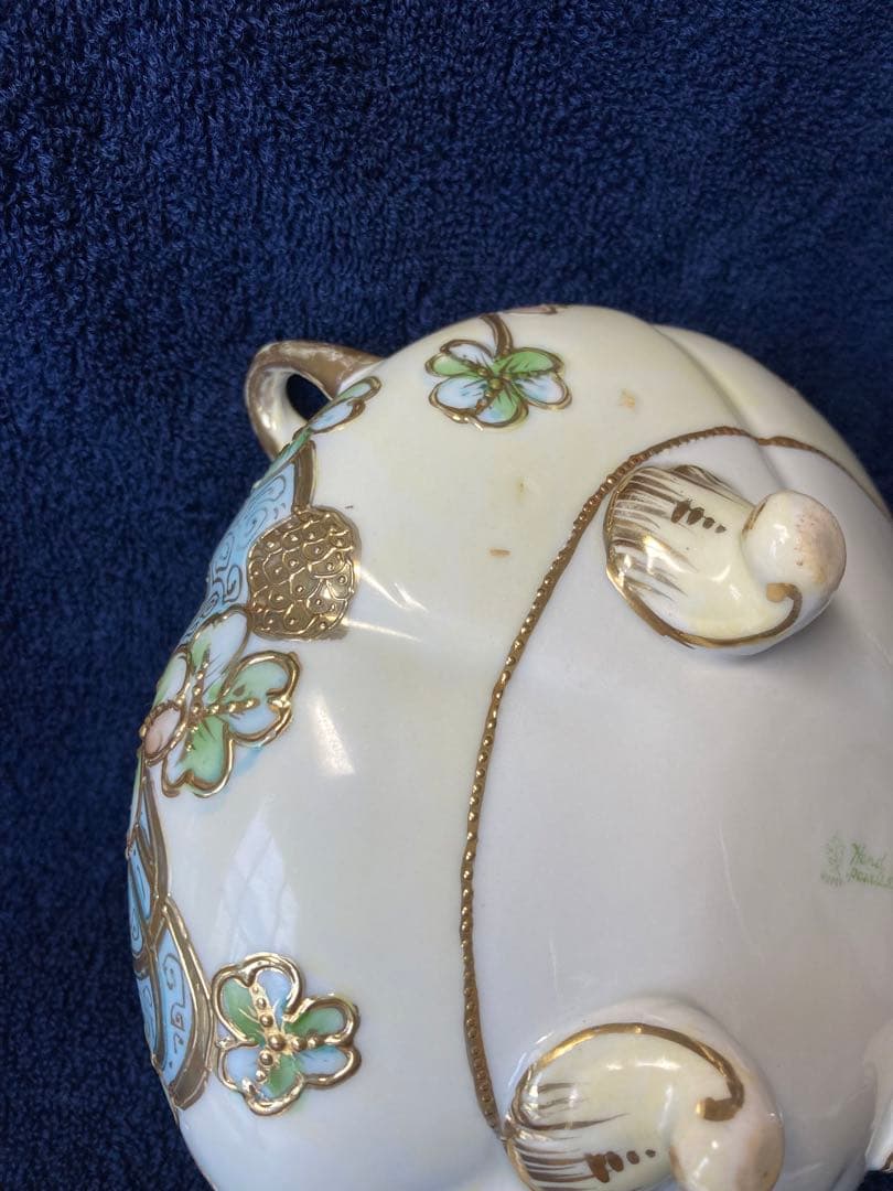 ★お値下げ【メイプルリーフ印】オールドノリタケ　蓋付金彩点盛りスープチューリン