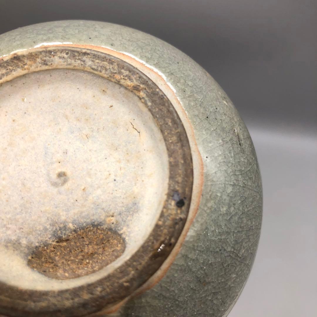 青緑色グラデーション陶器一輪挿し花瓶フラワーベース伝統工芸ビンテージ置物