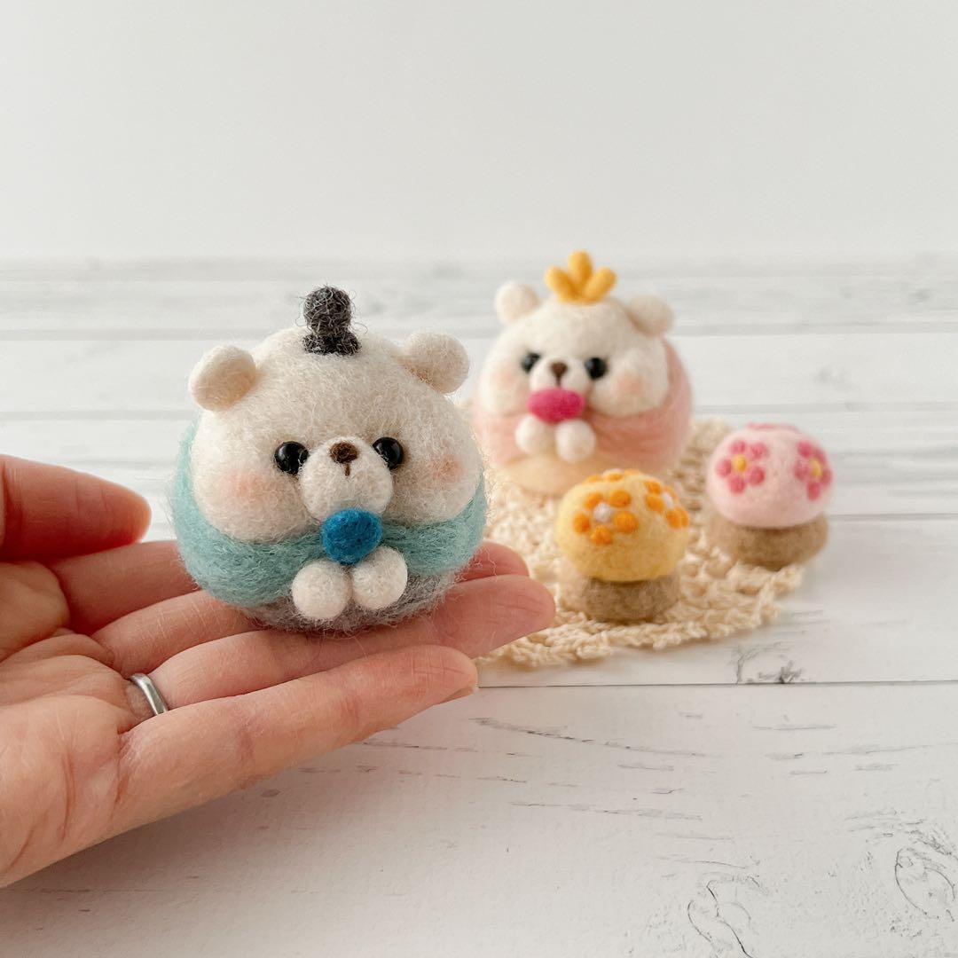 ひなまつりくまちゃん　羊毛フェルト