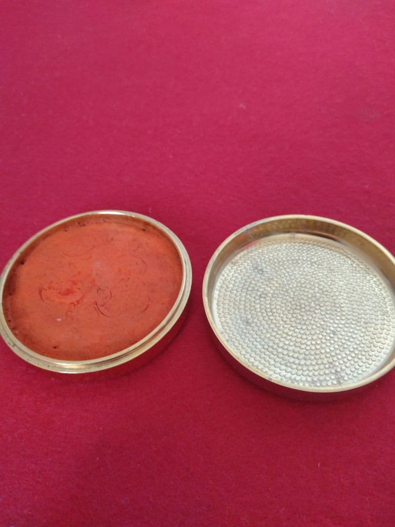 金色の朱肉ケース　東北方面隊エンブレム　18金メッキ