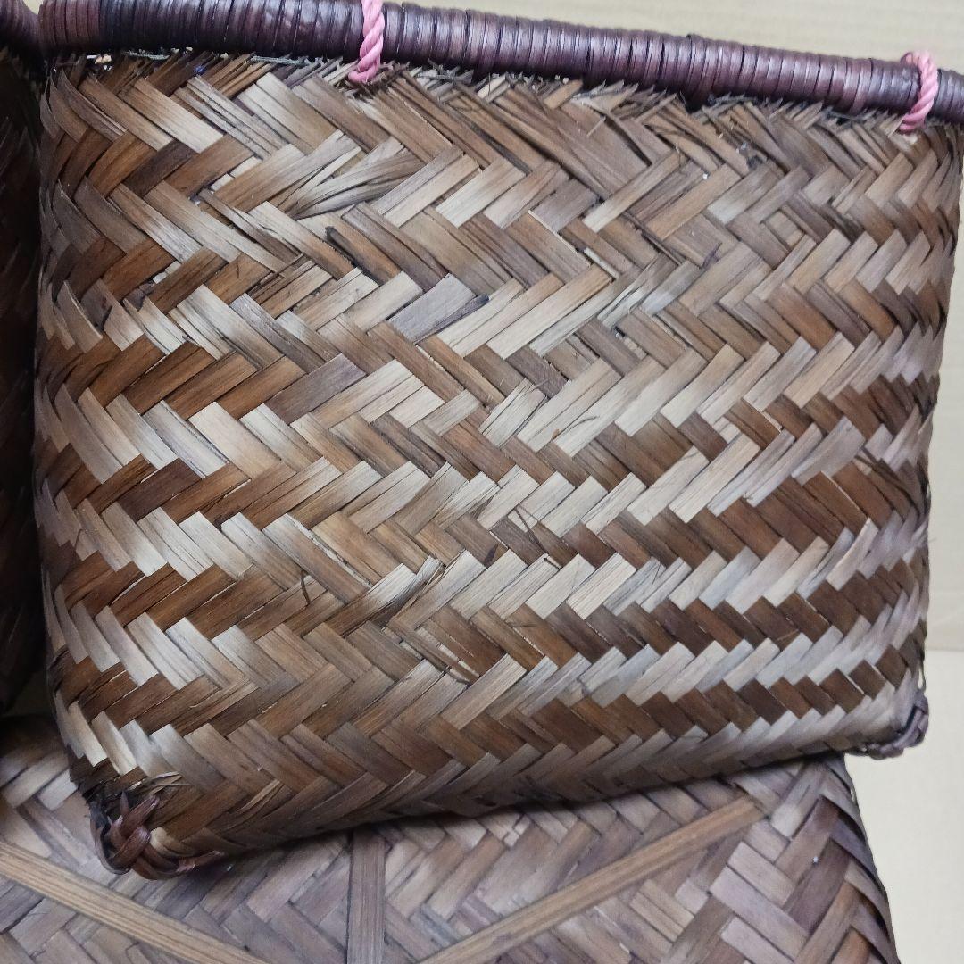 新品　竹籠バッグ　かごバッグ　バッグ　一閑張り　巾着　4個32x18・25x15