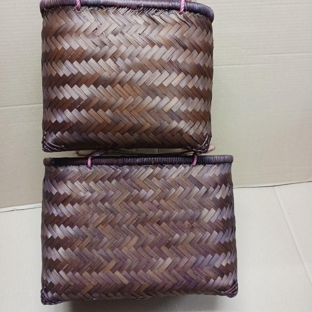 新品　竹籠バッグ　かごバッグ　バッグ　一閑張り　巾着　4個32x18・25x15