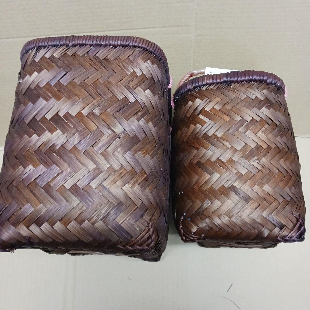 新品　竹籠バッグ　かごバッグ　バッグ　一閑張り　巾着　4個32x18・25x15