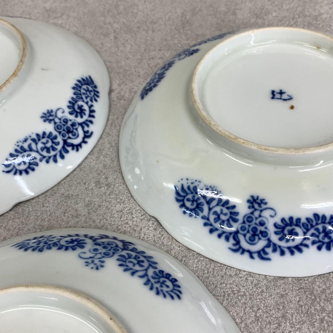 中皿 5点 直径15.3cm 花唐草 染付 藍色 青 古皿 伊万里 有田 ⑨