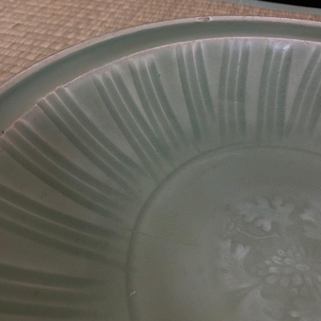 明時代　青磁大皿　中国古美術
