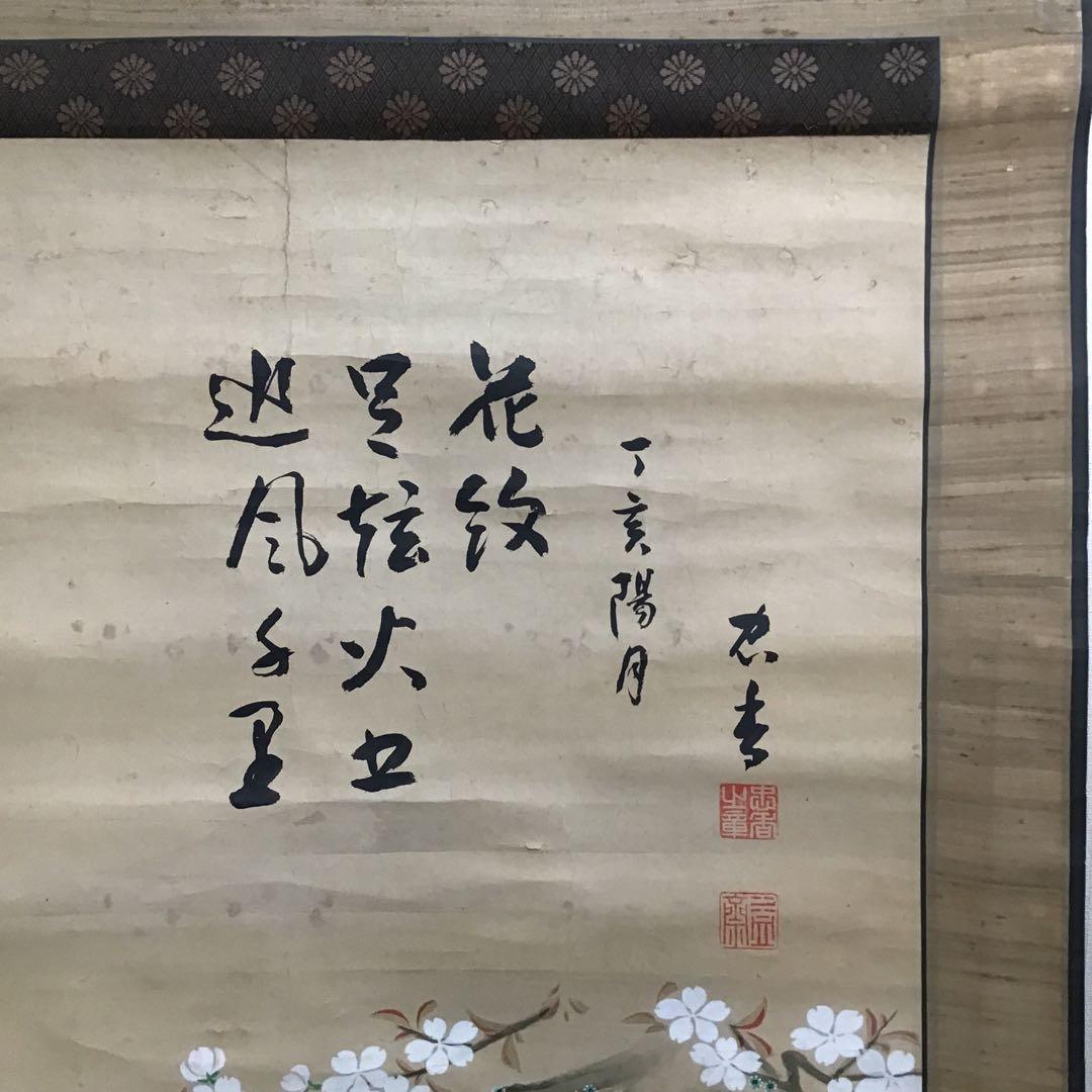 K茶道具　掛軸「桜馬図」画:桜妙作　讃:忠香作　伝幕末　自作桐箱　S175KJ