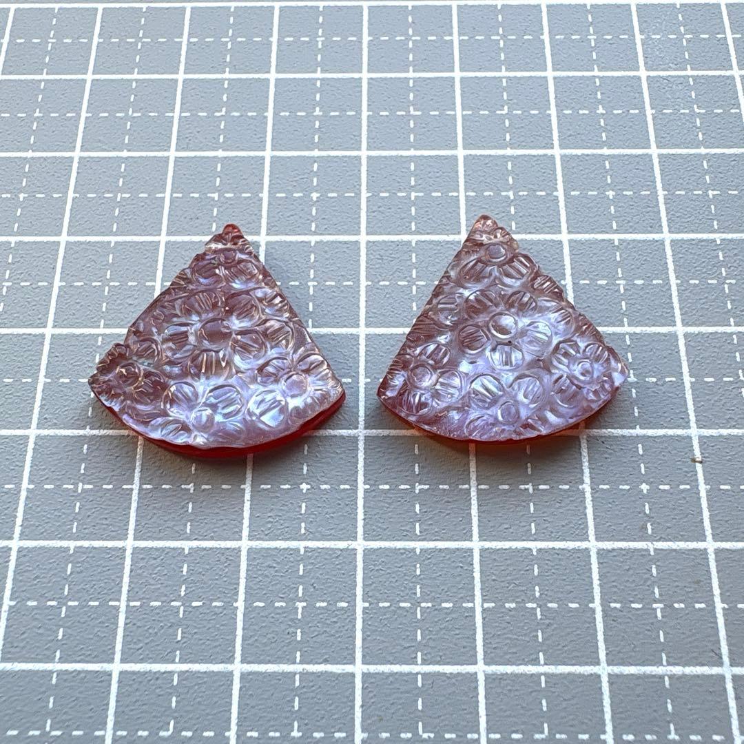 《のんたん様》専用✴︎カーネリアンファンシェイプ小花カービング＊チャーム