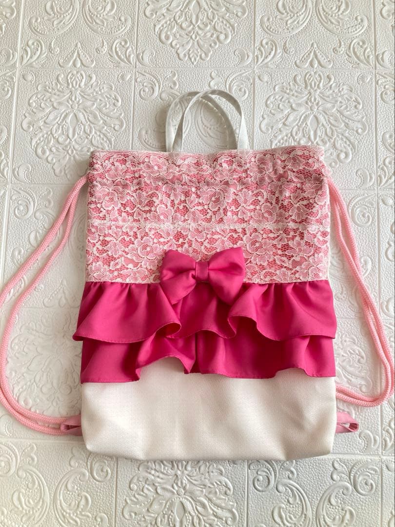 入園入学3点セット(ローズピンク&ホワイトレース)