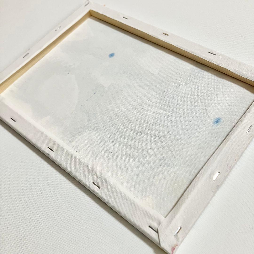 青い風景＊絵画　原画　抽象画　風景画　テクスチャーアート　冬　植物　花