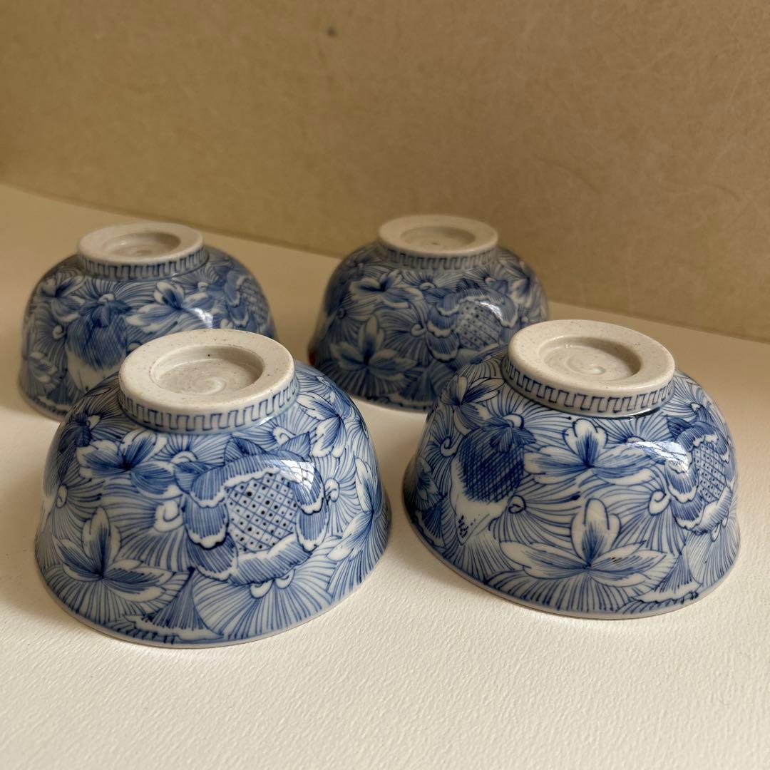 線描き　線画き　線画　湯呑み　茶碗　向付　古伊万里　骨董　皿