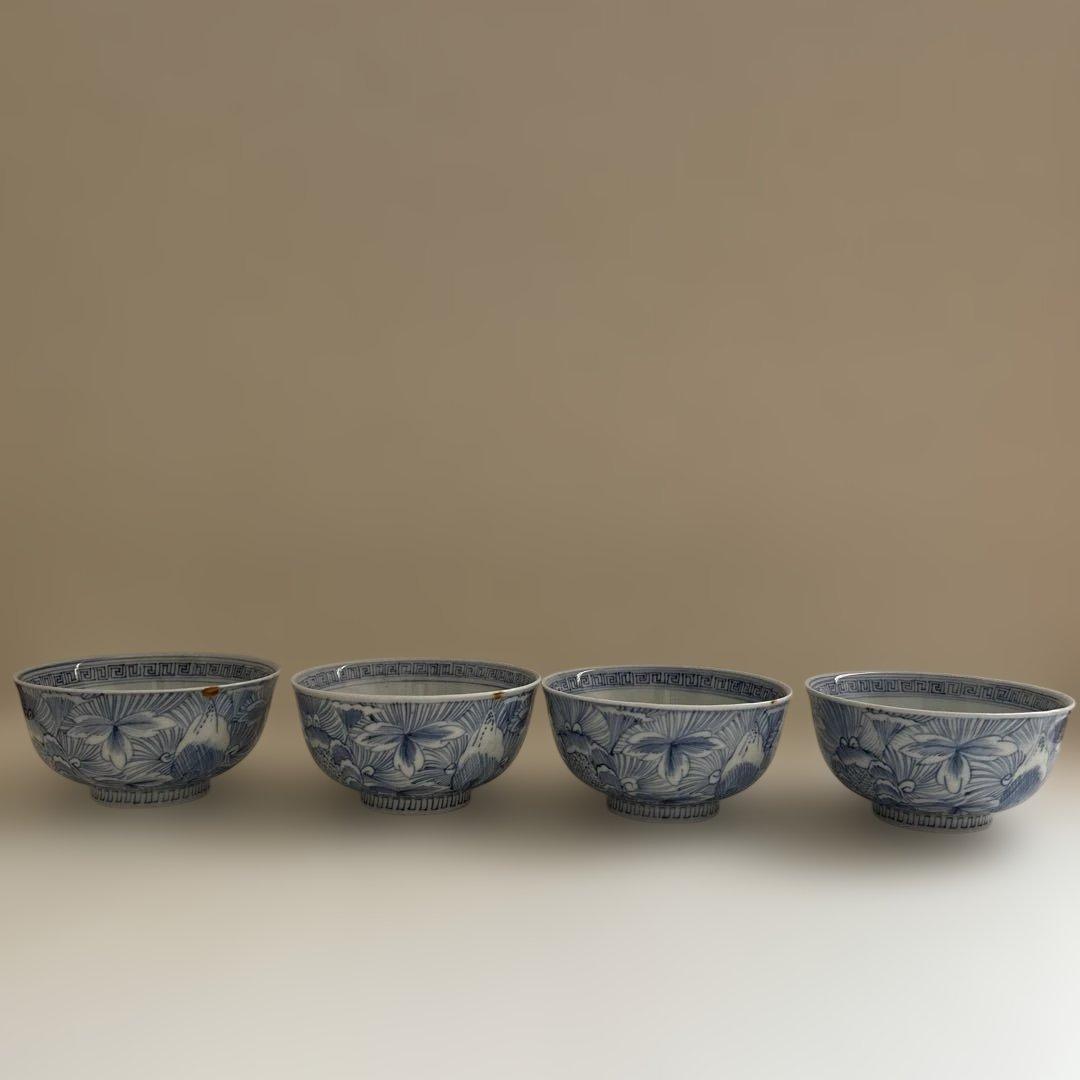 線描き　線画き　線画　湯呑み　茶碗　向付　古伊万里　骨董　皿