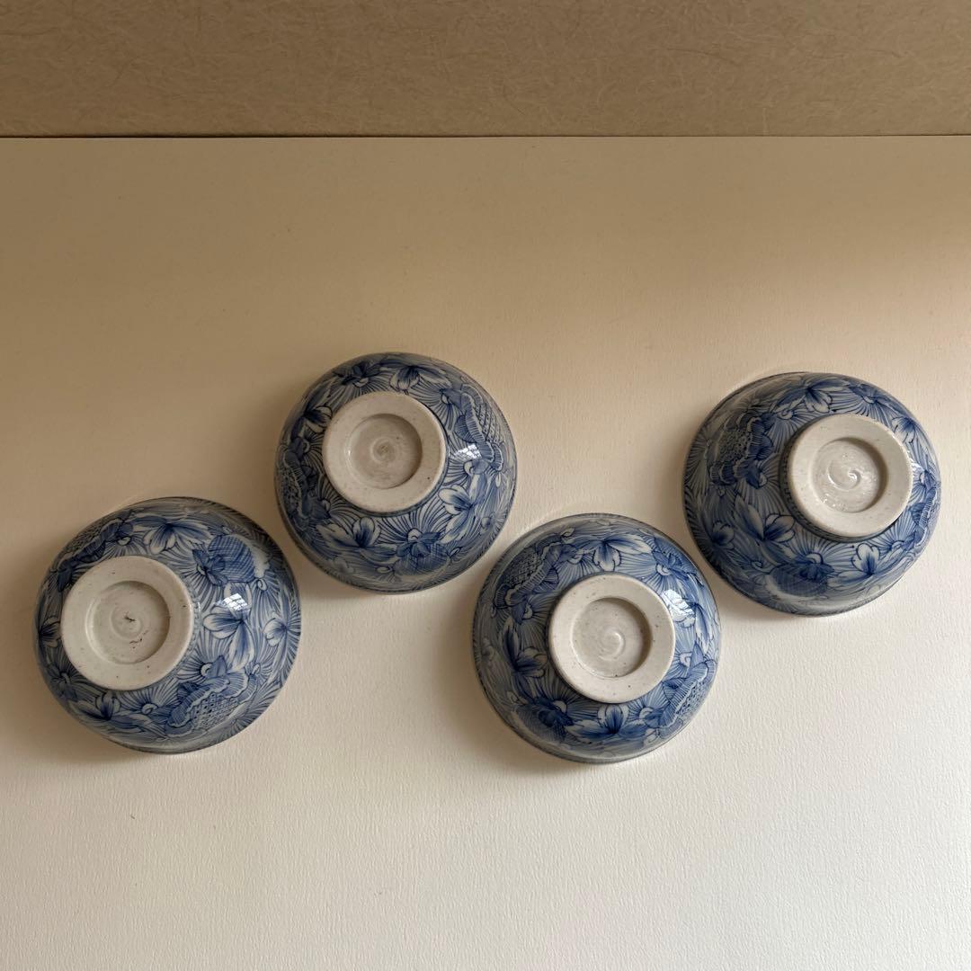 線描き　線画き　線画　湯呑み　茶碗　向付　古伊万里　骨董　皿