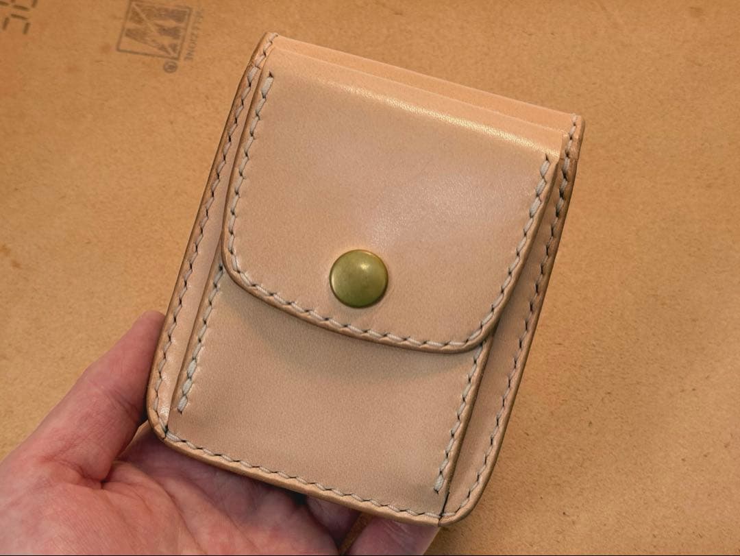ナチュラルレザー ハーフウォレット ワイン