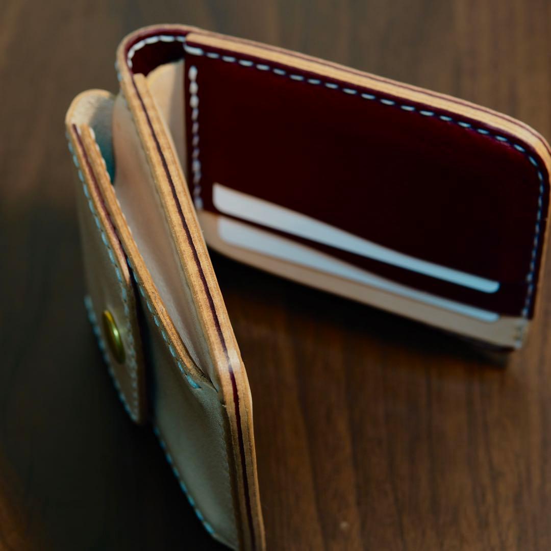 ナチュラルレザー ハーフウォレット ワイン