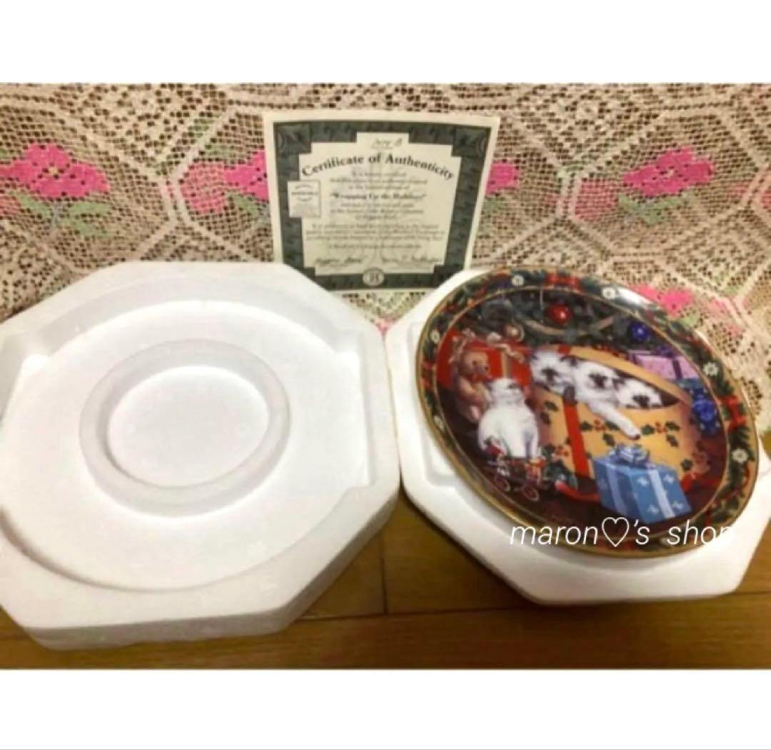 《証明書付》【Wrapping Up the Holiday】ネコXmas飾り皿