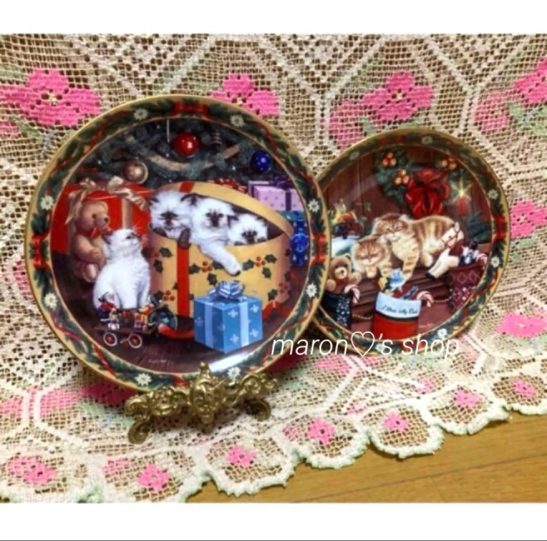 《証明書付》【Wrapping Up the Holiday】ネコXmas飾り皿