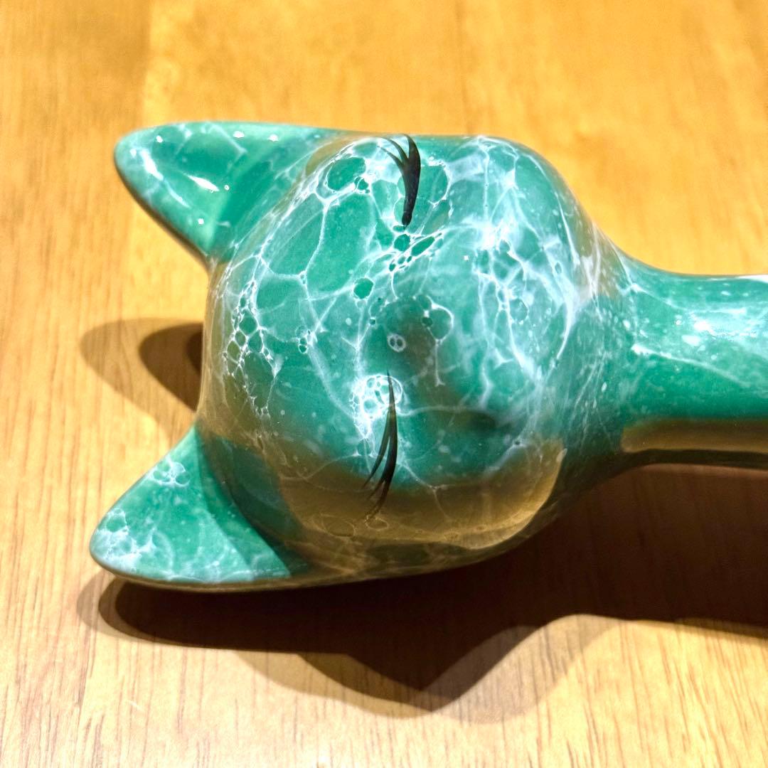 貴重 レア レトロ ヴィンテージ 猫 置物 ポルトガル製 アンティーク 緑色