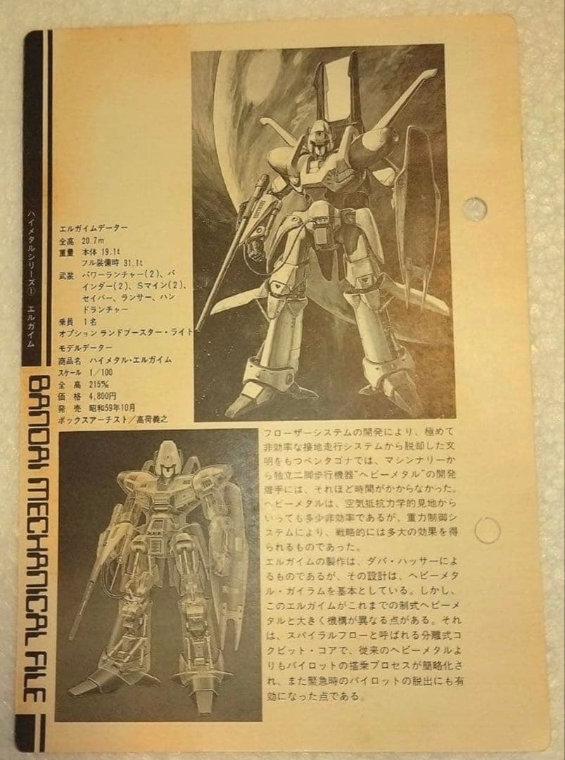 HI-L 1/100 重戦機エルガイム 超合金 当時物バンダイ