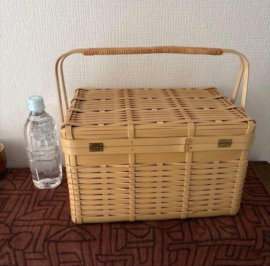 大きな竹かご　ピクニックバスケット お花見カゴ
