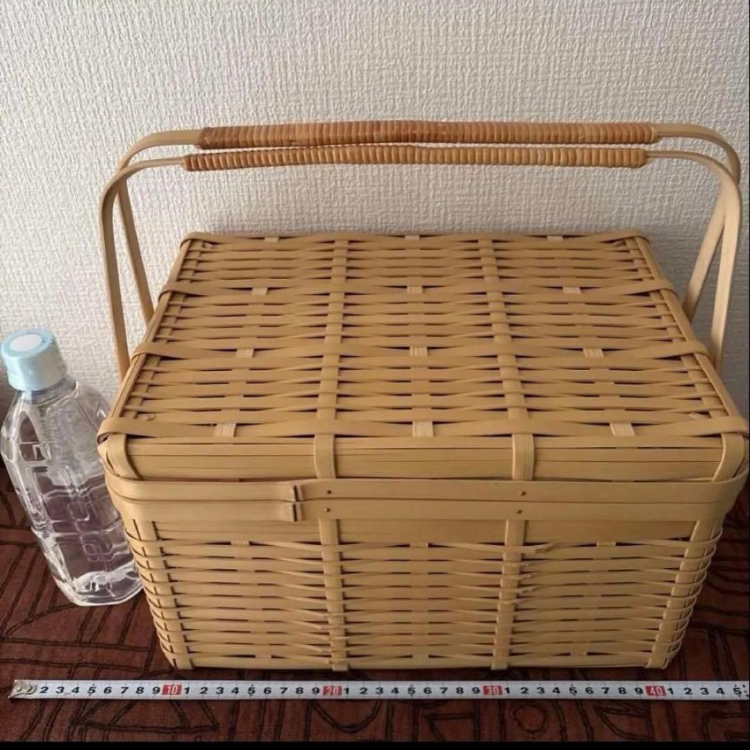 大きな竹かご　ピクニックバスケット お花見カゴ